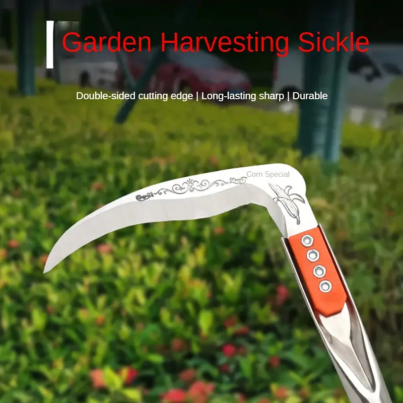 (30% DISCOUNT ) Super sharp agricultural sickle for cutting wheat, corn, and long metal-handled grass