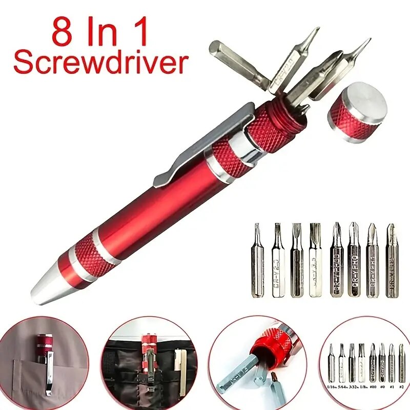 (Free Shipping) 8-in-1 Portable Aluminum Alloy Screwdriver Pen