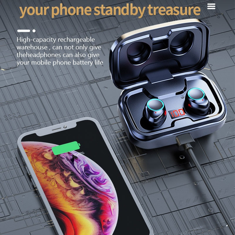 (30% OFF) TWS-X10 Bluetooth Earphones 3500mAh Charging Box