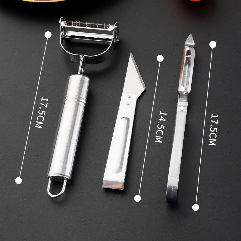 (30% DISCOUNT ) Set of 3 multi-purpose fruit and vegetable peelers, durable and safe stainless steel material