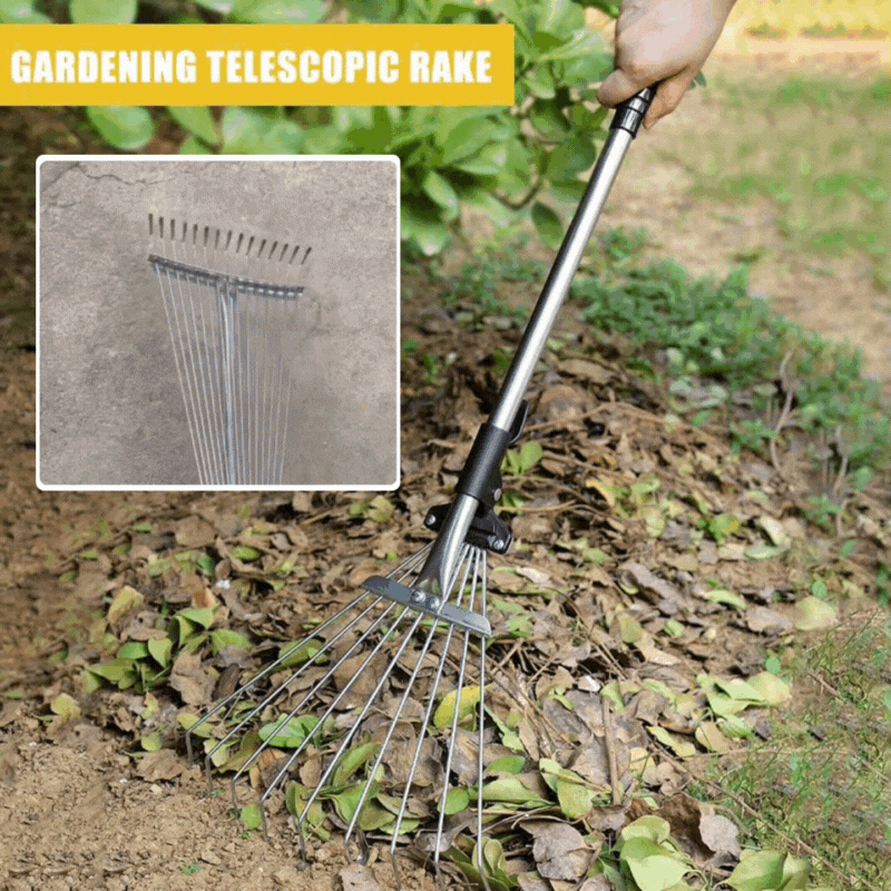 (30% DISCOUNT ) Adjustable Retractable Metal Rake Garden Leaf Rake