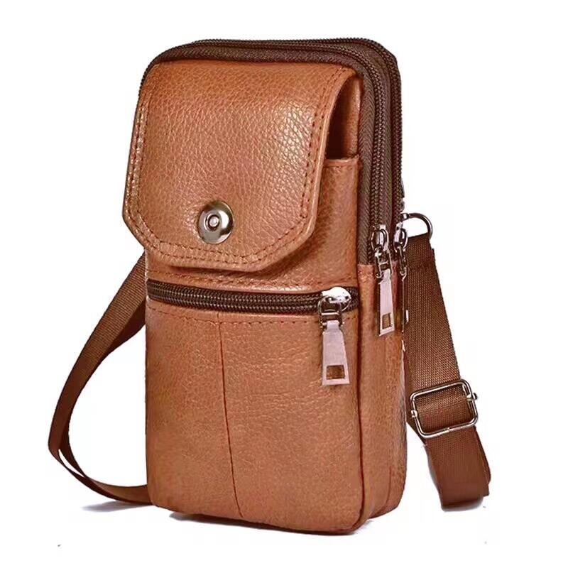 (30% OFF) Men Leather Waist Bag Large Capacity Belt Bag