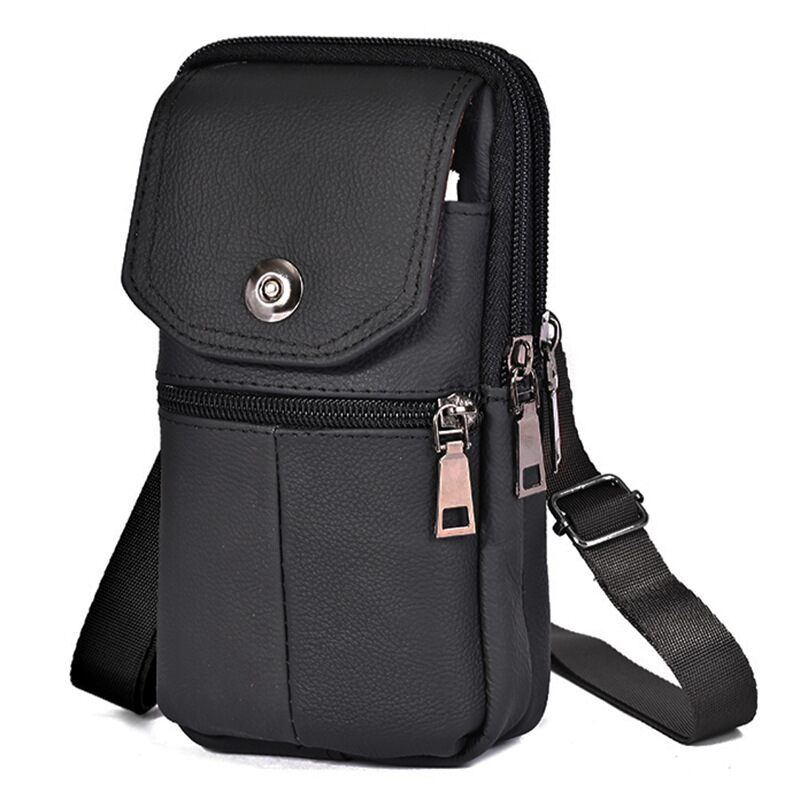 (30% OFF) Men Leather Waist Bag Large Capacity Belt Bag