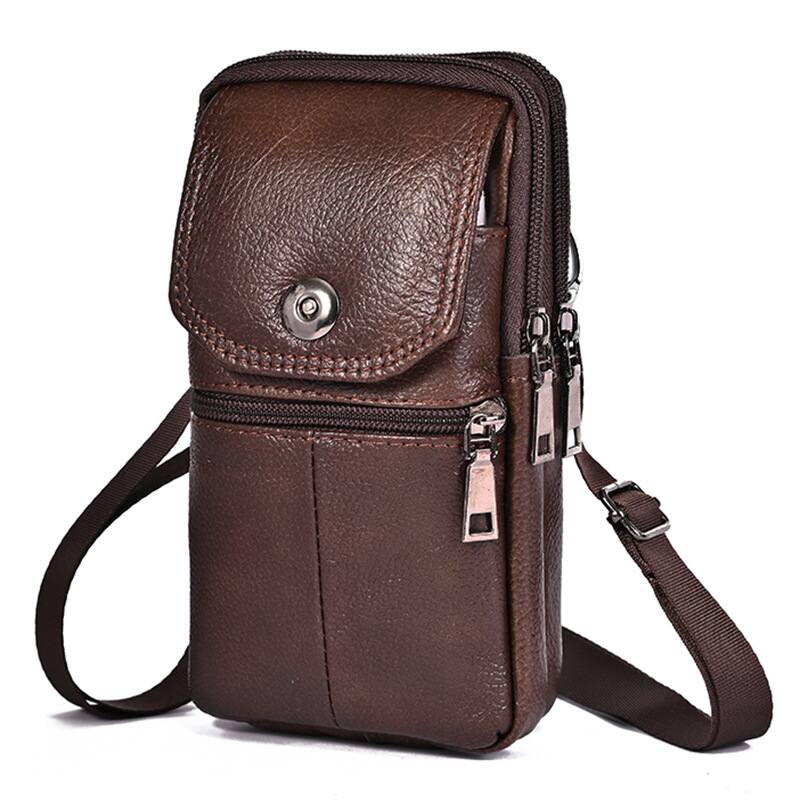 (30% OFF) Men Leather Waist Bag Large Capacity Belt Bag