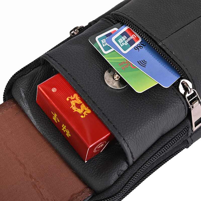 (30% OFF) Men Leather Waist Bag Large Capacity Belt Bag