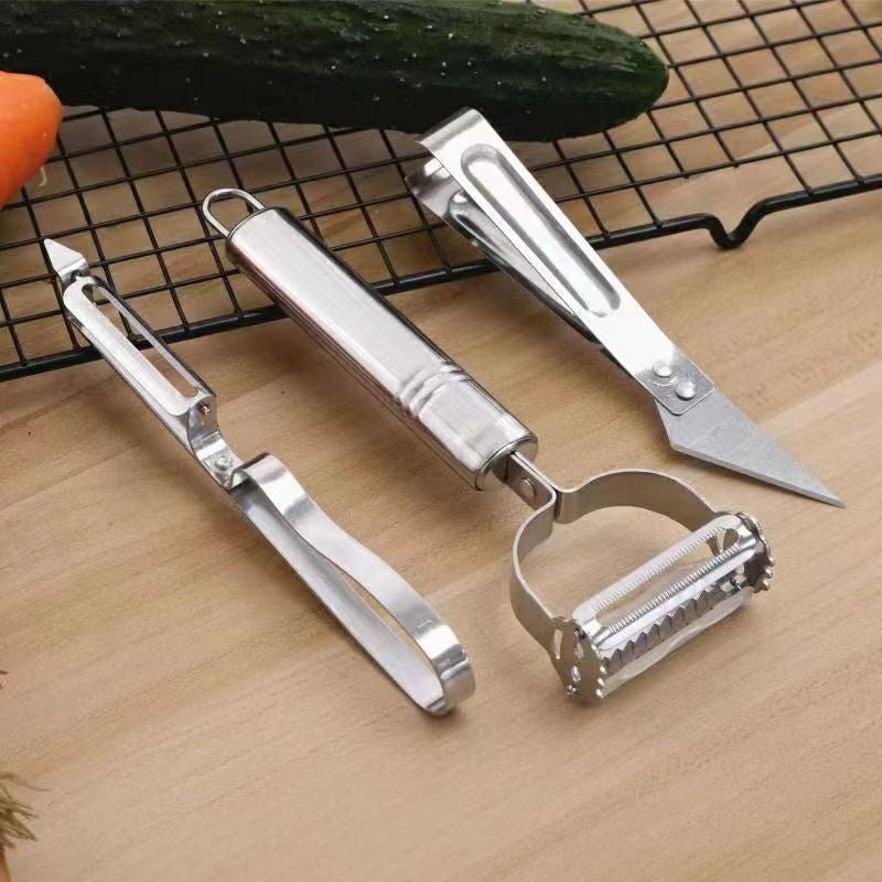 (30% DISCOUNT ) Set of 3 multi-purpose fruit and vegetable peelers, durable and safe stainless steel material