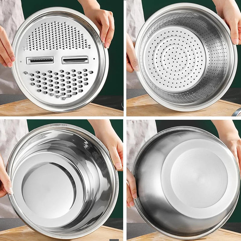 (30% DISCOUNT ) German Multifunctional Stainless Steel Basin Grater Strainer Bowl