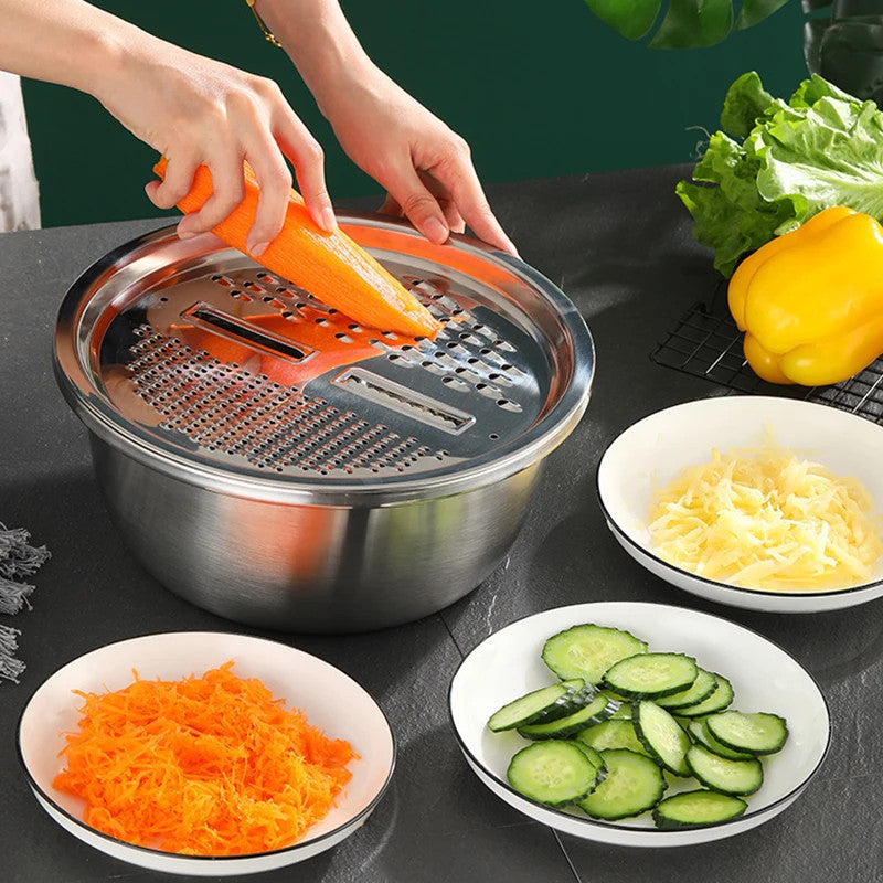 (30% DISCOUNT ) German Multifunctional Stainless Steel Basin Grater Strainer Bowl