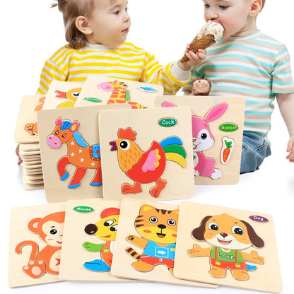 (30% OFF) Montessori Wooden 3D Puzzle: Early Learning Cognition Intelligence Game for Kids