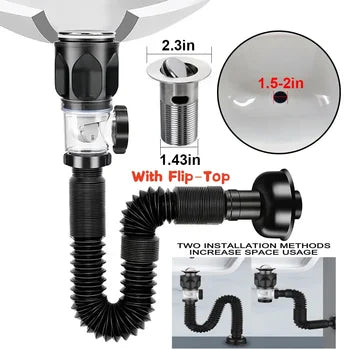 (30% DISCOUNT ) Flexible Drain Hose Anti-Clogging Bathroom Sink
