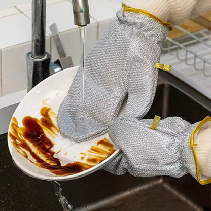 (30% DISCOUNT ) Silver wire dishwashing gloves are antibacterial, waterproof, and heat-insulated.